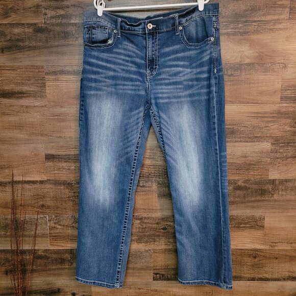 BKE Jeans 40x31 Seth Straight Leg Thick Stitch Medium Light Wash Stretch Denim